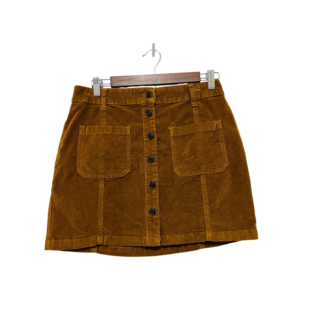 Mudd Brown Corduroy juniors/woman's Mini Skirt Button Front  Stretch Size 11 Y2K